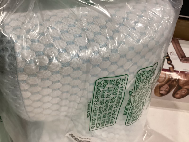 Condition photo showing As Is for Cervical Pillow for Neck Pain Relief, Contour Memory Foam Pillows for Sleeping, Odorless Ergonomic Pillow Adjustable Orthopedic Cooling Pillow Bed Pillow Neck Support for Side Back Stomach Sleepers Blue