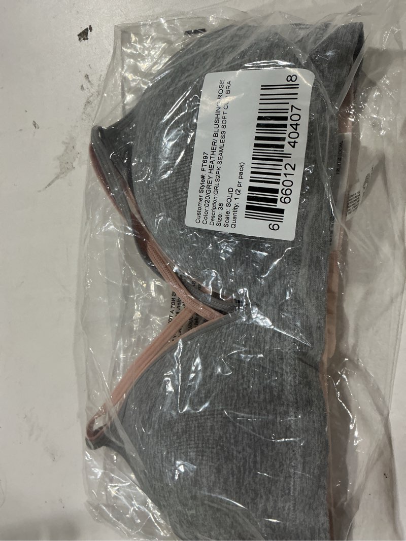 Condition photo showing Good Condition for Fruit of The Loom Girls' 2-Pack Seamless Soft Cup Bras – Lightweight & Gentle Support 38 Grey Heather/Blushing Rose