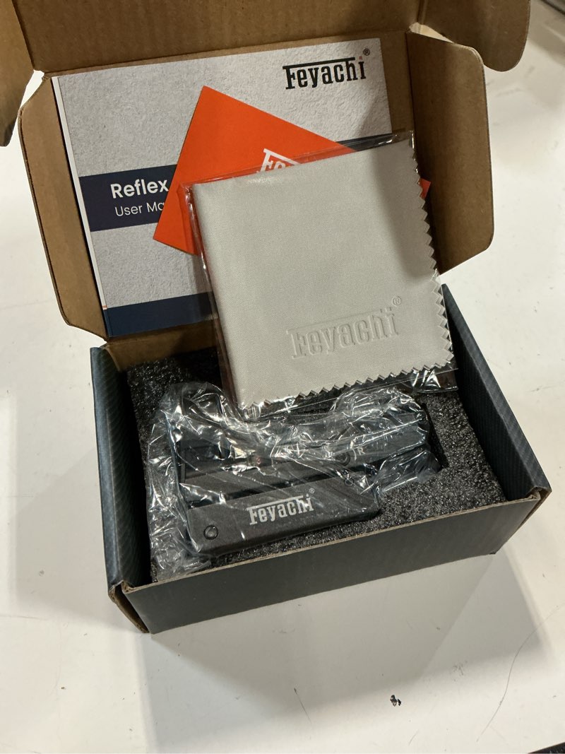 Condition photo showing New/Like New for feyachi reflex sight - adjustable reticle (4 styles) both red and green in one sight! dot, circle/dot, crosshair/dot, crosshair/circle/dot combinations black