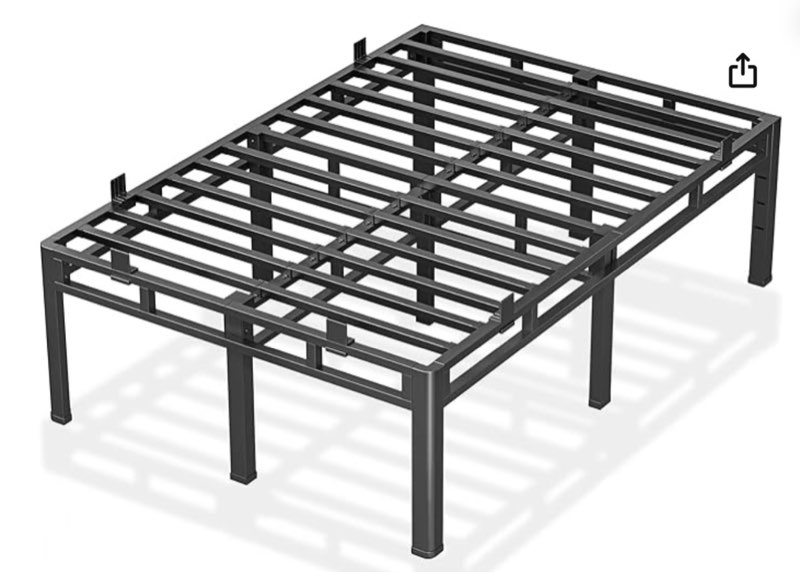 roil 24 inch queen size bed frame, metal bed frame & box spring 2 in 1 platform with round corner legs, 4000lbs double layer bed frame with headboard holes mattress baffles, noise-free easy assembly