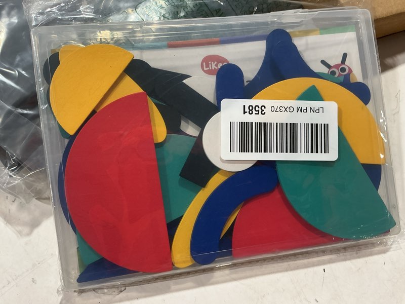 Condition photo showing New/Like New for likee open ended wooden shape puzzles with 36 blocks and 60 pattern shapes for toddlers 3+ years old, montessori toys preschool education activity for kids 4-8 yrs