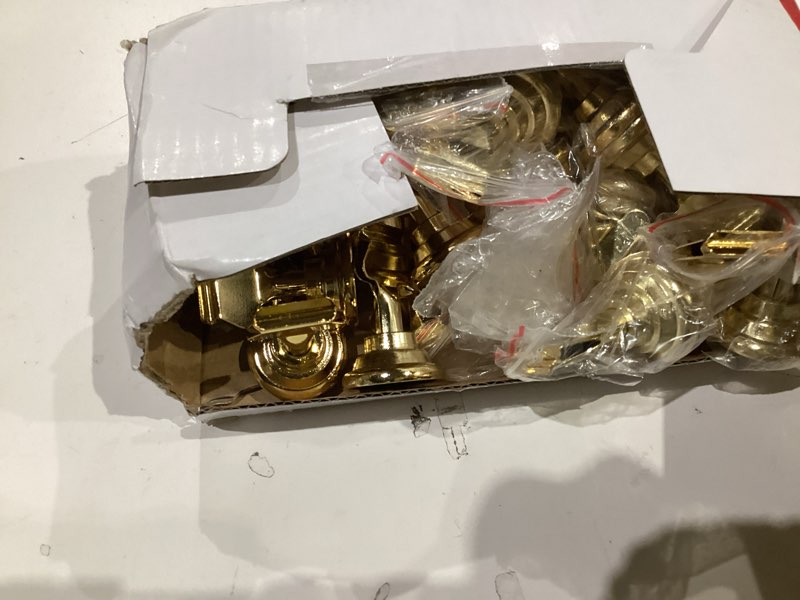 Condition photo showing As Is for urban deco 36 pieces table card holder place card holders 1.7 inches gold steel card holders for photos, food signs, memo notes, weddings, restaurants, birthdays(gold 36pk)