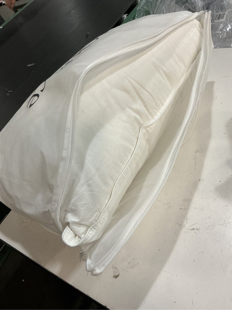 Condition photo showing As Is for luxe goose down pillow queen
