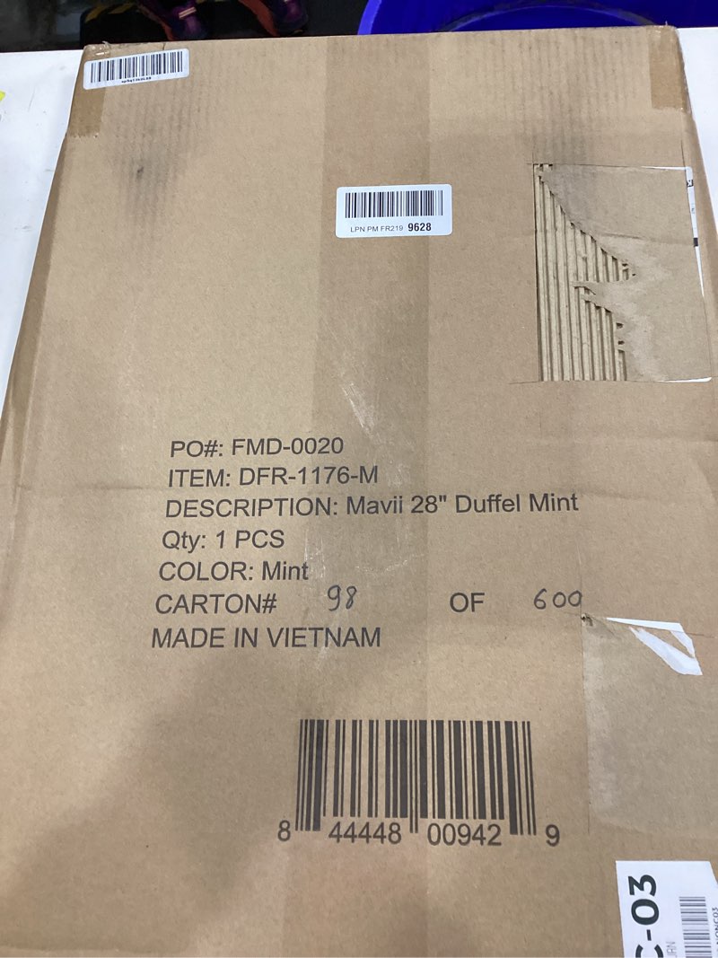 Condition photo showing As Is for Mavii Dance Bag with Garment Rack, 28 Inch Rolling Duffel, Ideal for Competitions & Travel, Water-resistant/Wipe-clean Fabric, Lightweight Aluminum Rack, Wheeled Upright Luggage, Mint Mint 28"