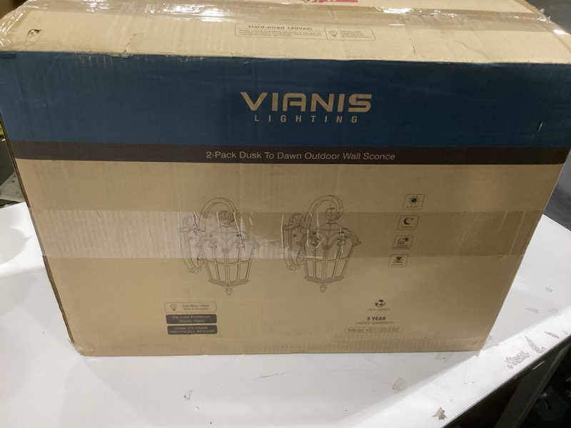 Condition photo showing Good Condition for VIANIS Dusk to Dawn Outdoor Lighting, 2-Pack Porch Lights Outside, Bronze Outdoor Light Fixture, Ext