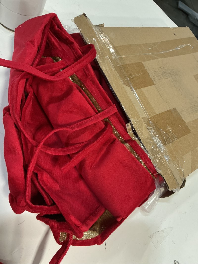 Condition photo showing Good Condition for ShinyRelief 72 Inch Larger Velvet Christmas Tree Skirt Reversible with Gold Glitter Double Sided Velvet Christmas Fur Plush Tree Skirt Glittery Tree Skirt for Christmas New Years 72 Inch Red, Gold
