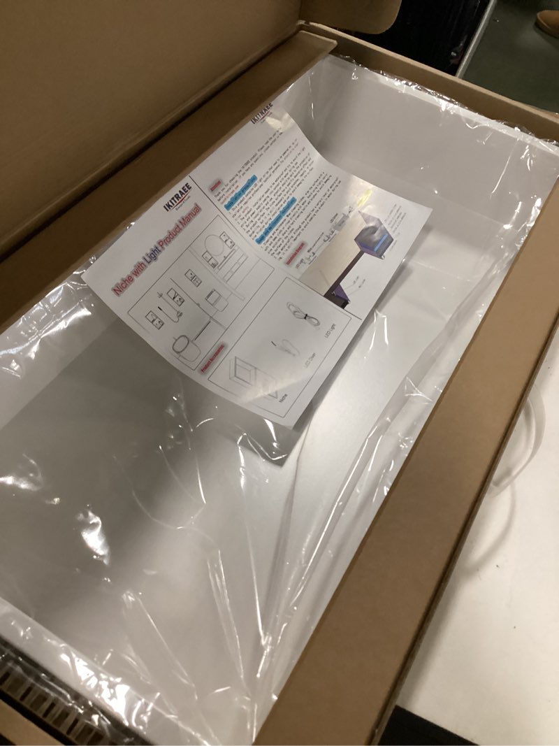 Condition photo showing New/Like New for 24"x12" Lighted Shower Niche ?Stainless Steel Waterproof Shower Storage with Lighting ?No Tile Needed ?Matte White ? 24 x 12 in? Matte White 12 * 24 * 4 in