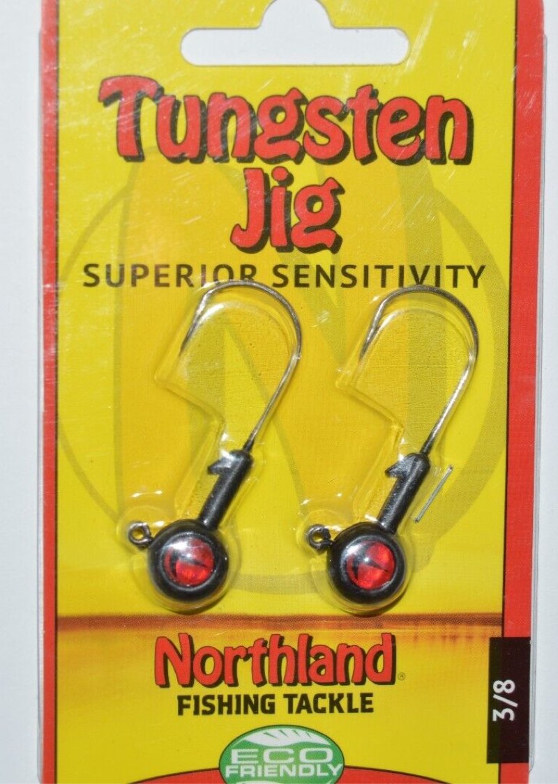 northland tungsten jigs ballhead jig black 3/8oz w/ Handy red \\\"T\\\" eyes