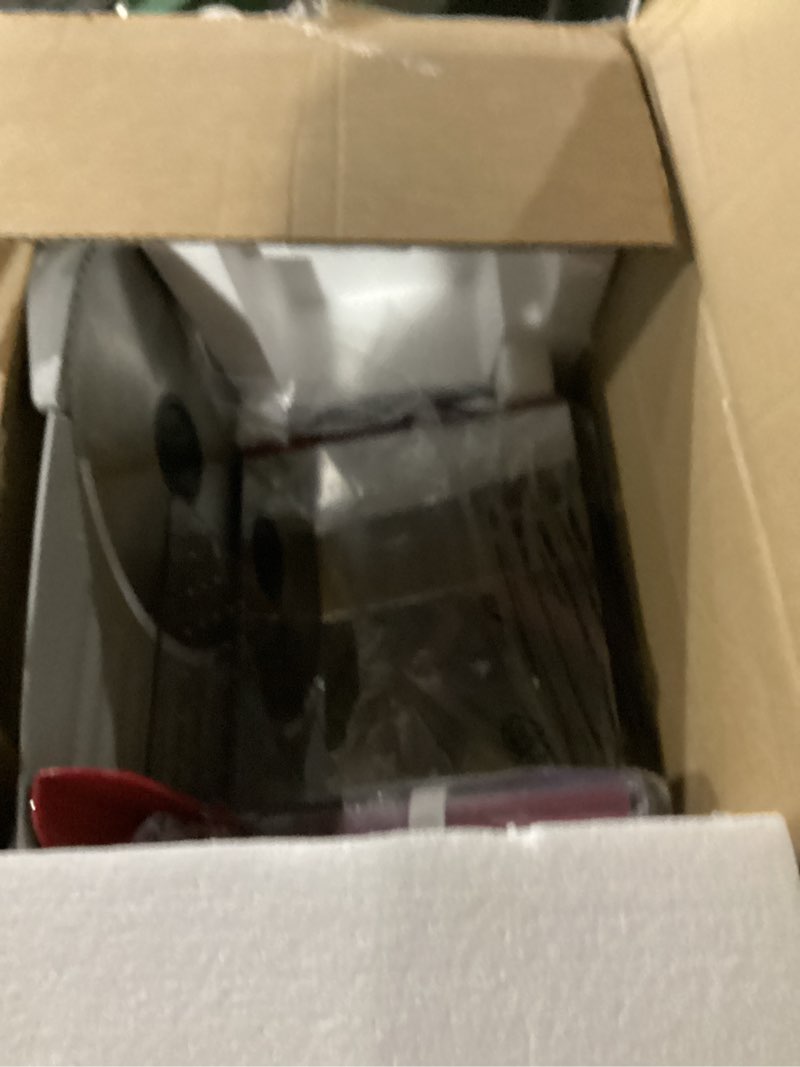 Condition photo showing New/Like New for FOHERE 250W Meat Slicer Machine for Home, Electric Food Slicer with Stainless Steel Tray & Three 7.5" Stainless Steel Blade, 0-15mm Precise Thickness Deli Meat Slicer for Bread Fruit Vegetable (Red)