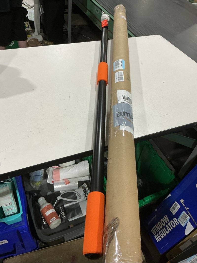 Condition photo showing As Is for buyplus 26ft reach light bulb changer for high ceilings with 5-20ft telescopic extension pole, easy flip-tab lock bulb changing pole extension with basket and suction cup for recessed lights