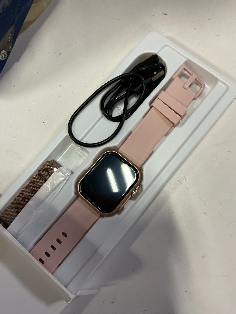 Condition photo showing Good Condition for smart watch for women men fitness: smart watch for iphone&android bluetooth call with spo2 sleep heart rate monitor,ip68,fitness tracker with 120+sport,reloj inteligente 30 day+battery life, 2 bands 1.85 gold-pink