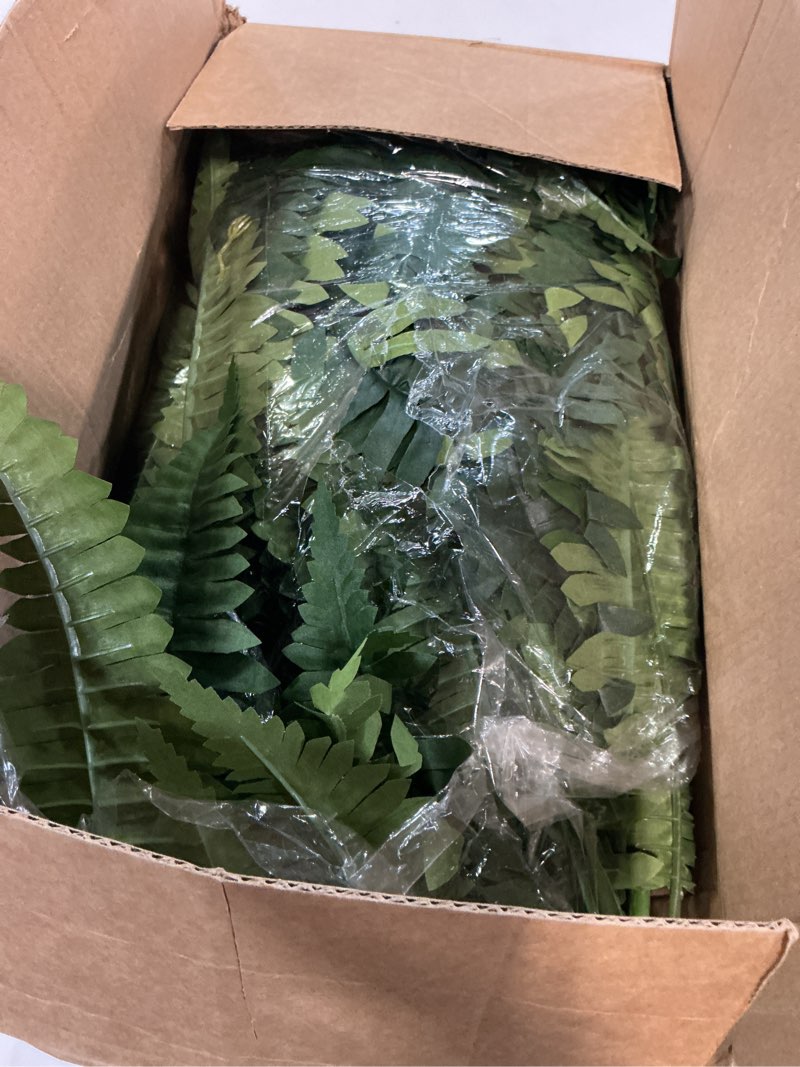 Condition photo showing Good Condition for der rose 2 pack 45"/60 leaves large fake ferns, uv resistant outdoor artificial plants faux boston ferns fake bushes for outdoor planters, porch patio garden hanging basket home decor 45''-2pcs-60leaves-a