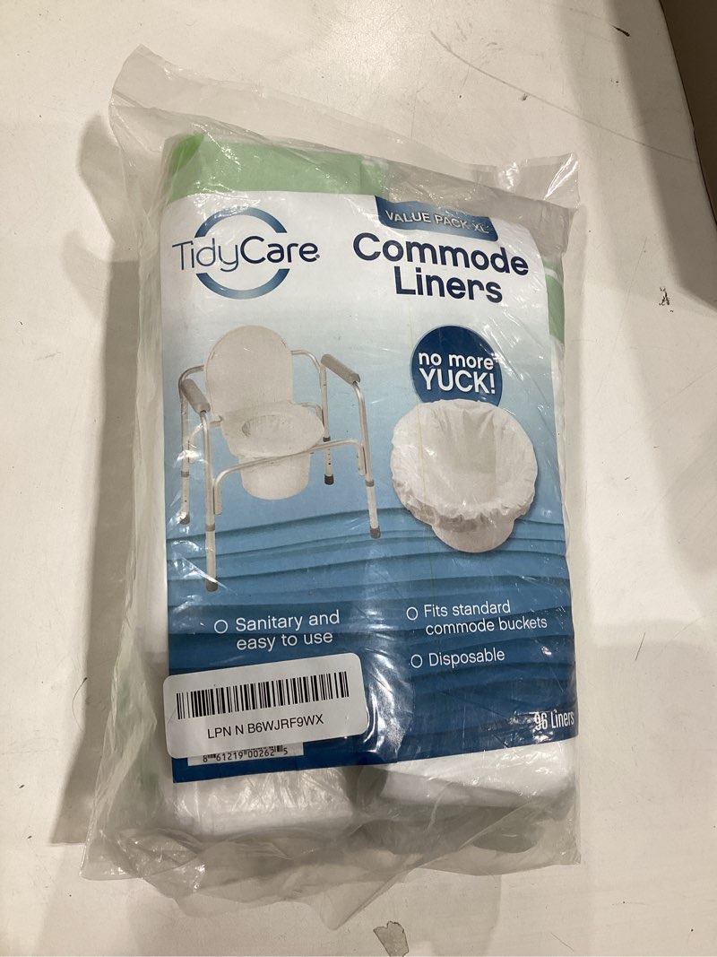Condition photo showing New/Like New for Disposable Bedside Commode Liners for Adult Portable Toilet Chair Seat Bucket and Bedpan | Value Pack of 96 Waste Bags | Universal Fit Liners for Home Medical Care 1 Count (Pack of 96)