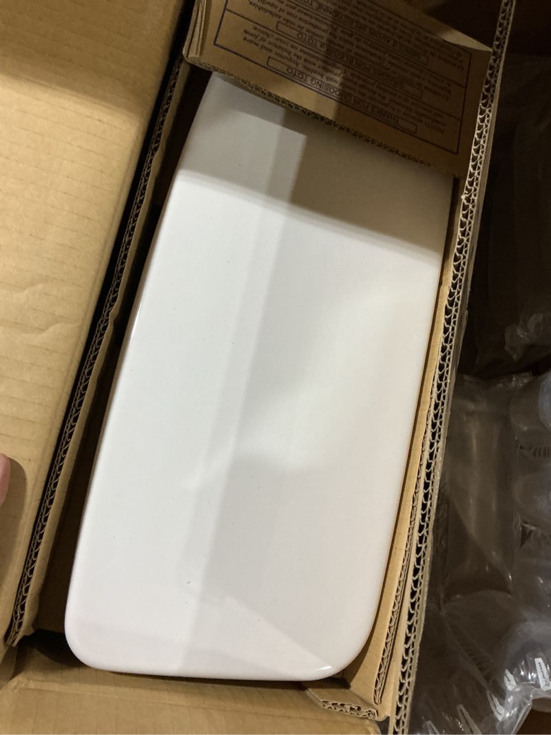Condition photo showing As Is for (only tank) toto drake two-piece elongated 1.28 gpf tornado flush toilet with cefiontect and softclose seat, washlet+ ready, cotton white - ms776124ceg#01 toilet 1.28 gpf standard soft close seat