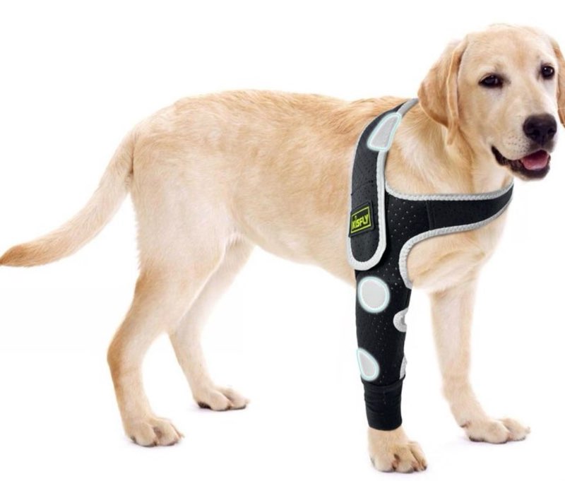 KISFLY Dog Elbow Brace to Prevent Licking – Front Leg Sleeve for Elbow Calluses & Hygroma, Adjustable, Soft & Breathable Dog Sleeve with Reflective Trim, Cone Alternative – Right Leg, L