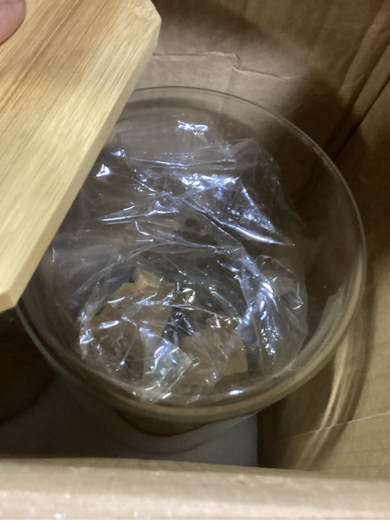 Condition photo showing New/Like New for filltouch 2 pack 1.5 gallon glass drink dispensers for parties, beverage dispensers with stand, spigot and bamboo lid leakproof for juice, tea, water, lemonade and party drinks