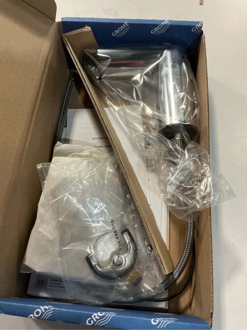 Condition photo showing Good Condition for grohe 36467000 bau cosmopolitan e touchless electronic faucet with temperature control lever, battery-powered, dc, starlight chrome temp lever dc power