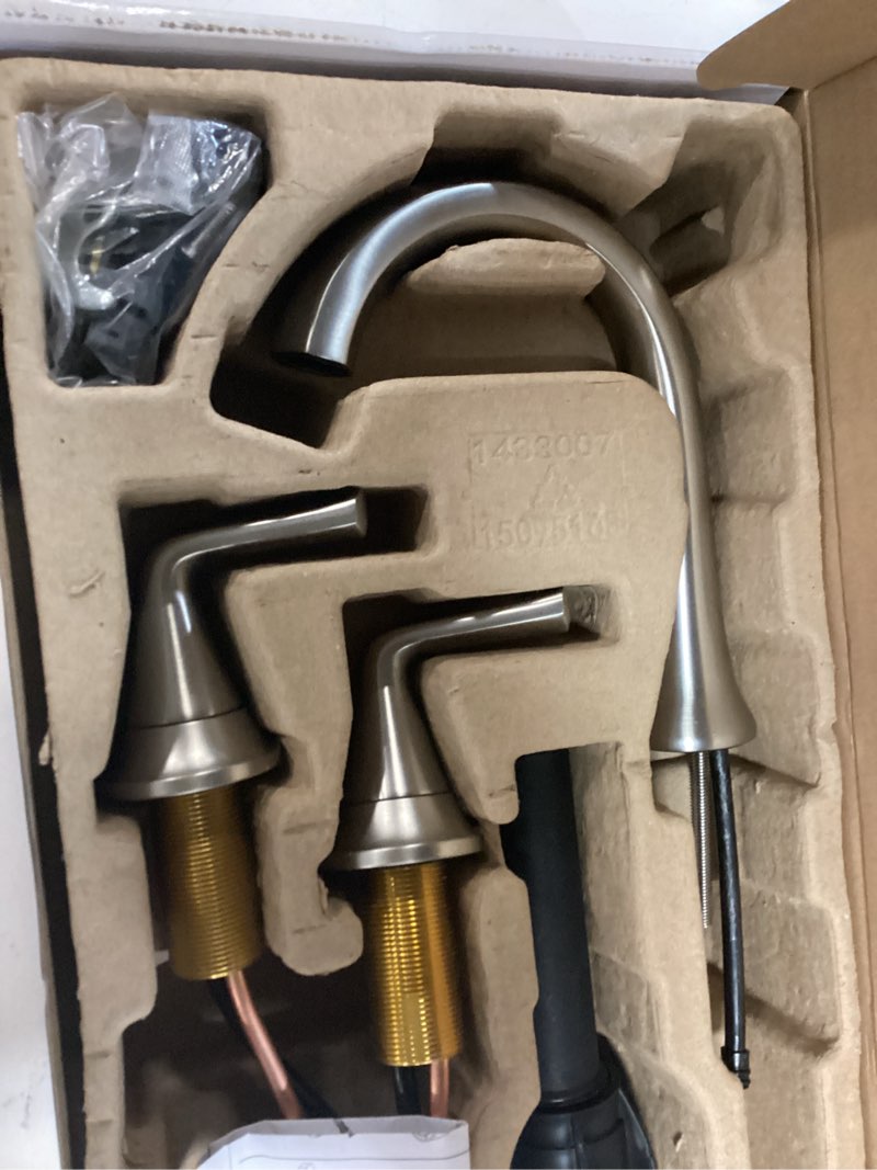 Condition photo showing As Is for kohler desette brushed nickel widespread 2-handle watersense mid-arc residential handle
