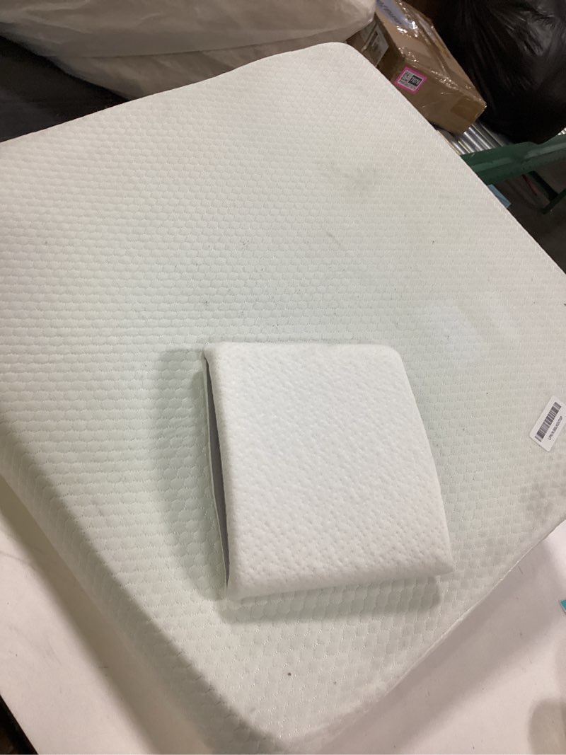 Condition photo showing As Is for Bedluxe Wedge Pillow, 10 inch Bed Wedge Pillow for Headboard, Pillow Wedge for Acid Reflux Relief, Sleeping, After Surgery, Snoring, Gerd, Triangle Pillow Wedge - Cooling Memory Foam Top, White 24*24*10 Inch White