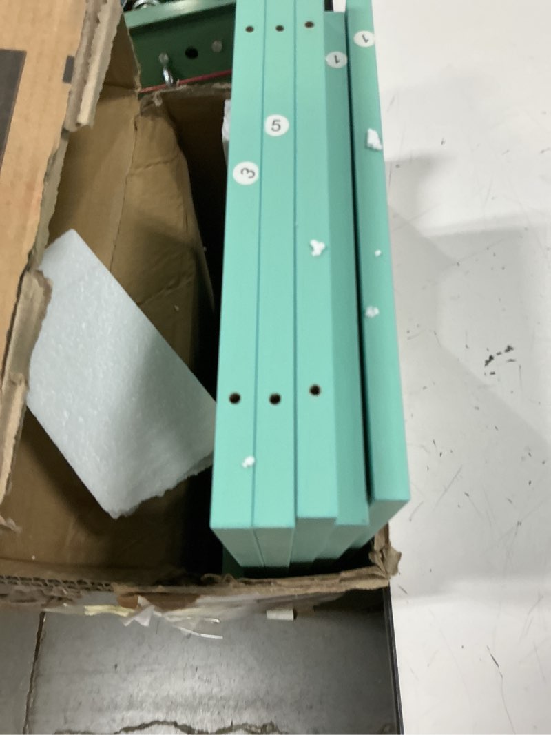 Condition photo showing Good Condition for iotxy open shelf low bookcase - wooden 3-tier floor standing display cabinet organizer with base, 7 cubes short horizontal bookshelf in tiffany-green 80cm base tiffany green