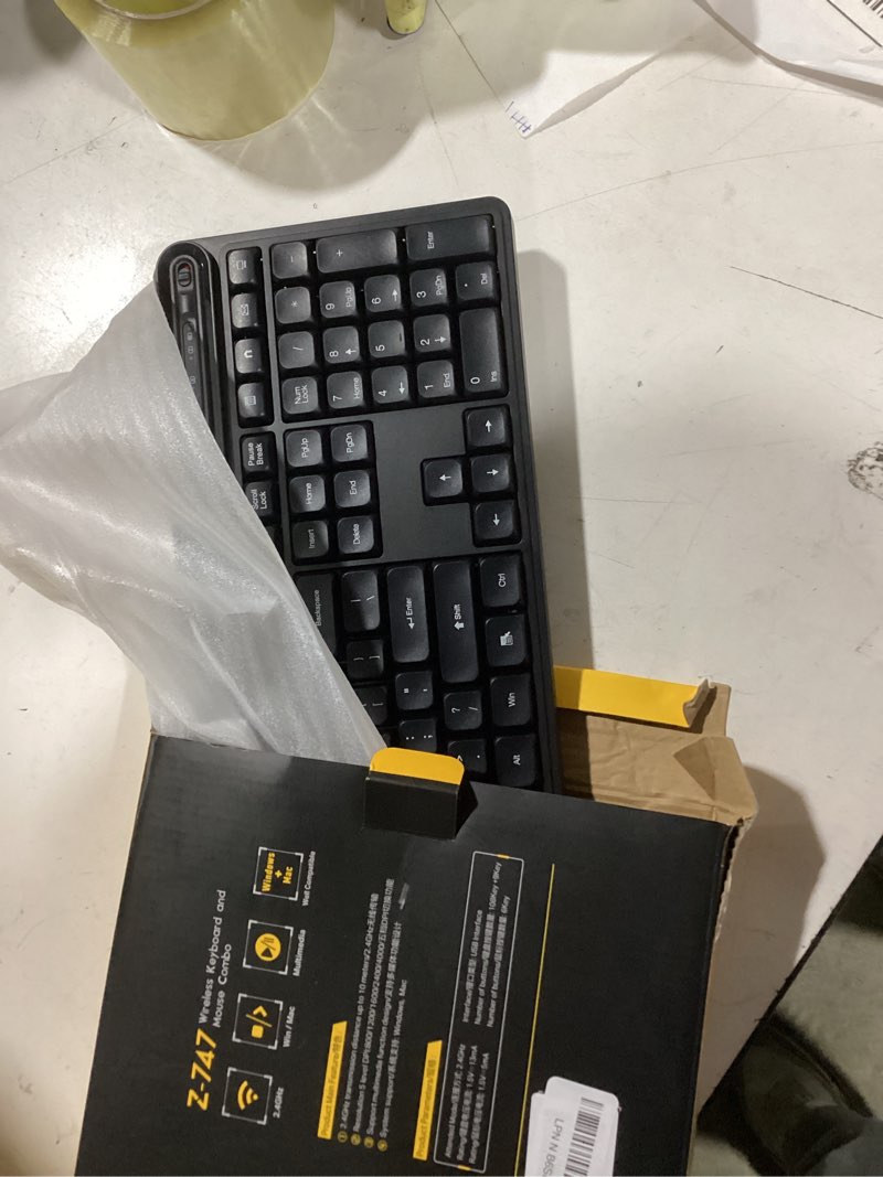 Condition photo showing As Is for wireless keyboard and mouse combo, e-yooso full-sized computer wireless keyboard and optical mouse, 2.4ghz usb lag-free cordless combo, for windows, mac os pc/desktop/laptop