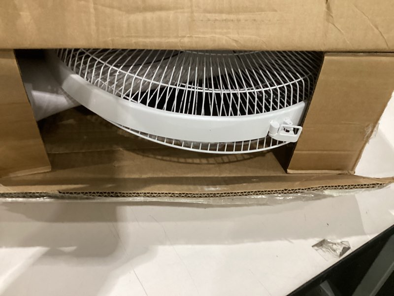 Condition photo showing Good Condition for amazon basics 16" dc motor standing floor fan, 12 speed with remote, 3 breeze modes, dual-layered blades (10 blades), timer, energy efficiency and quiet dc motor (28w), white 12-speed, dc motor