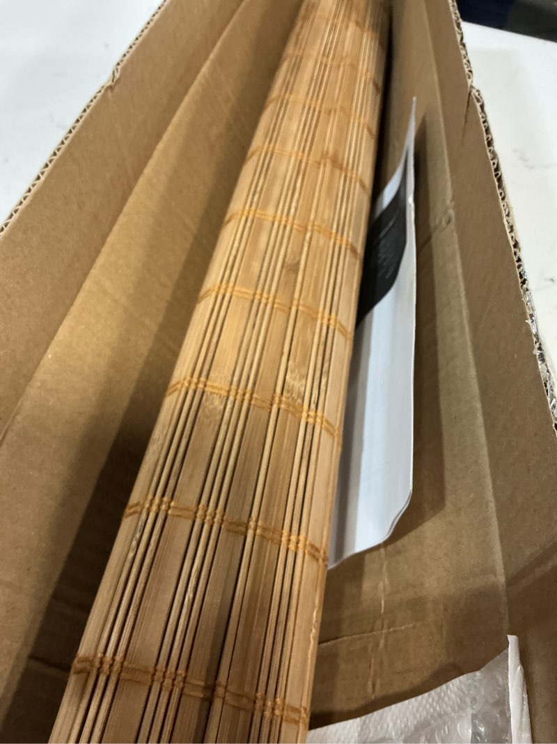 Condition photo showing Good Condition for lazblinds cordless bamboo blinds, roll up shades for windows, light filtering hanging window blinds, bamboo shades for patio indoor/outdoor porch, 29'' w x 48'' h, squirrel squirrel 29'' w x 48'' h