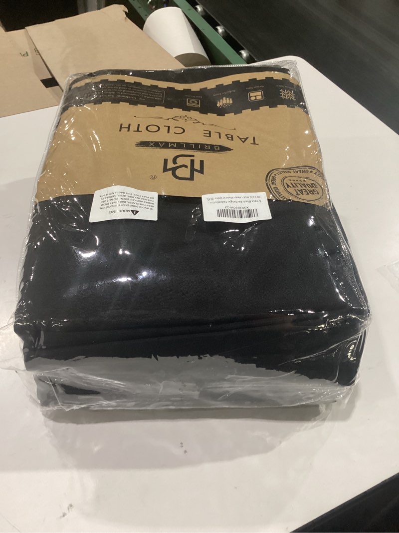 Condition photo showing New/Like New for brillmax 6 pack black tablecloths 90x132 inch for 6ft rectangle tables | 150 gsm polyester fabric, floor length drop, water, stain & wrinkle resistant cloth cover for wedding reception banquet party black 90x132 in, 6 pack