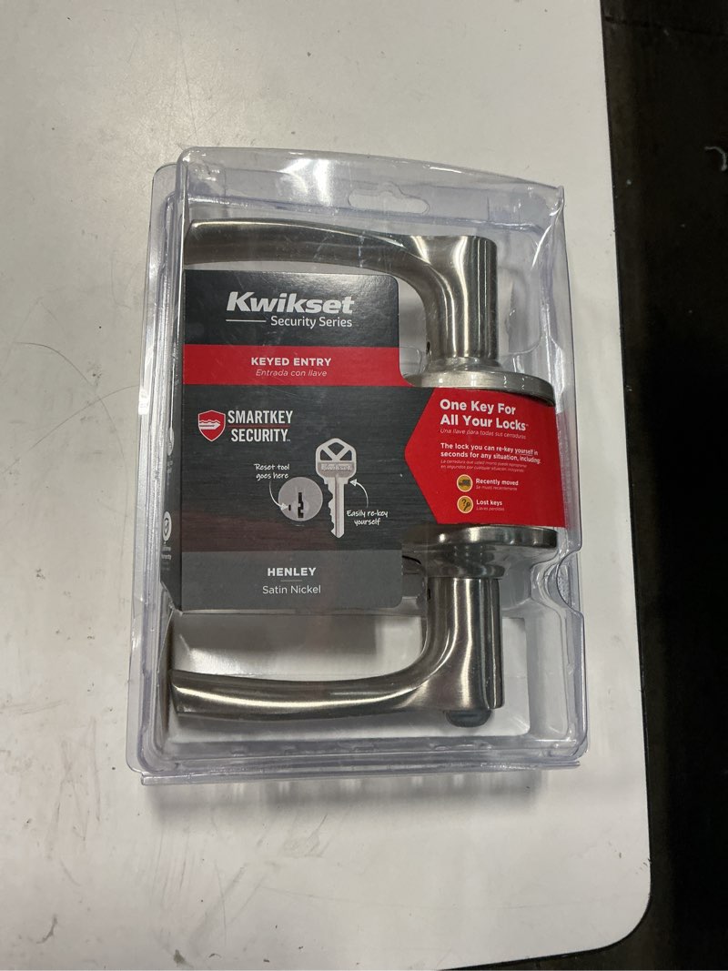 Condition photo showing Good Condition for kwikset henley satin nickel exterior keyed entry door handle with smartkey