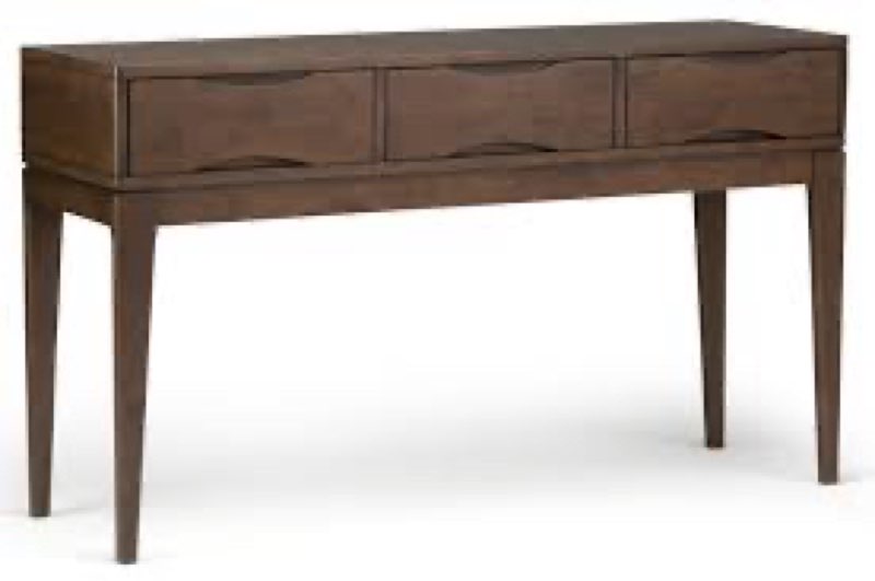 Harper 54"W Solid Hardwood Mid-Century Modern Storage Console Table with Drawers and Tapered Legs