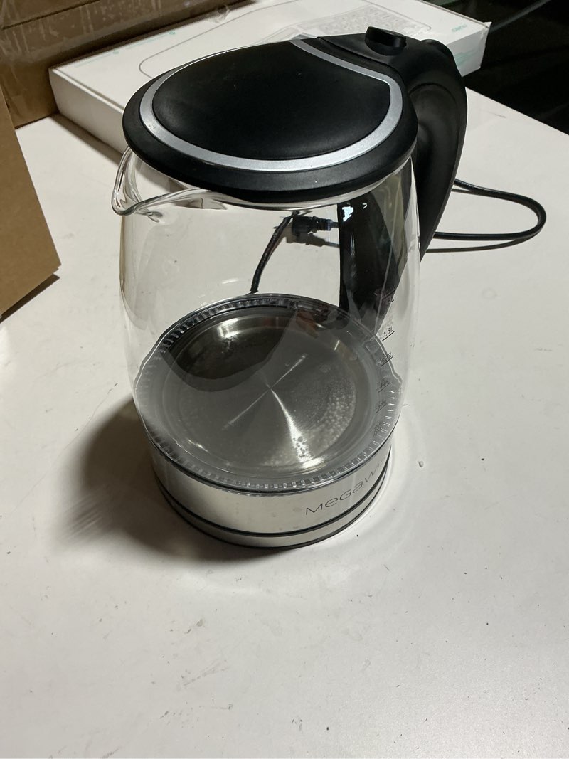 Condition photo showing As Is for Megawise Electric Glass Kettle with Auto Shut-Off (1.8L)