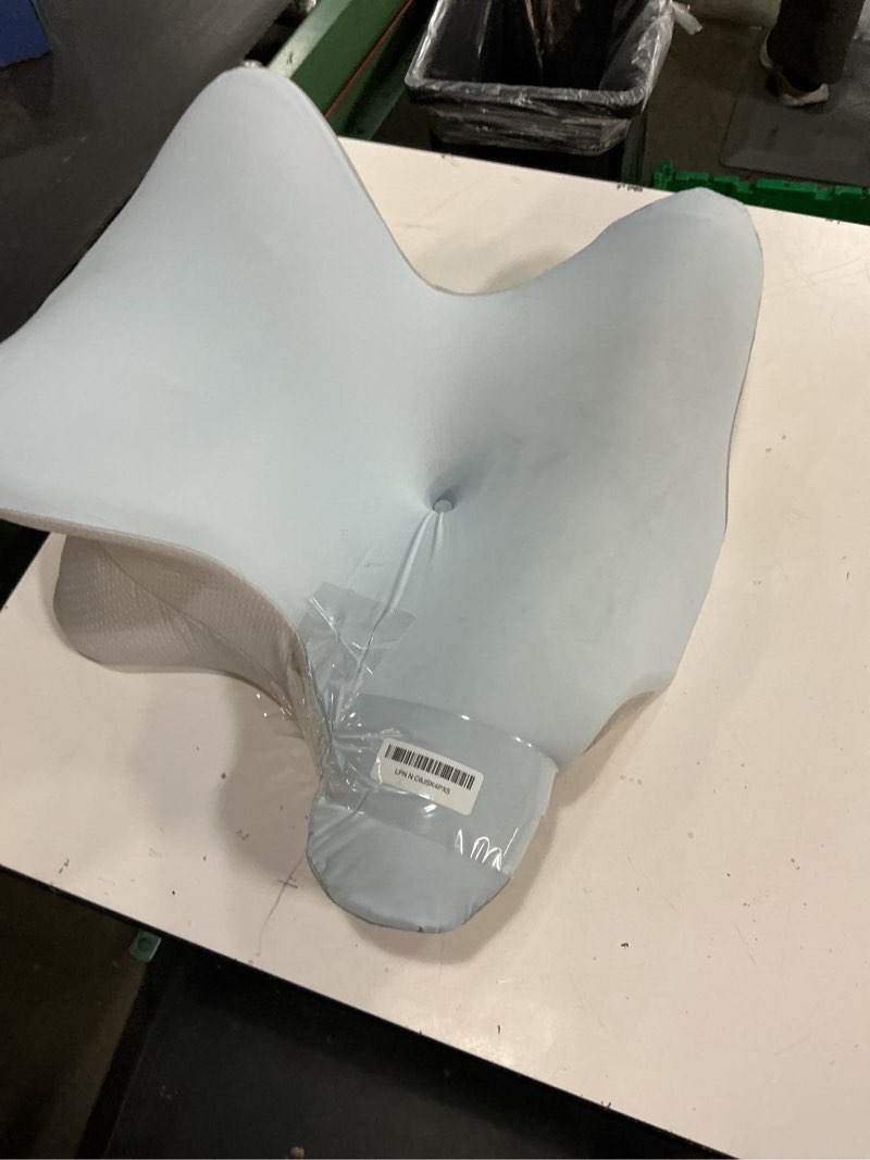 Condition photo showing As Is for cervical neck pillow for pain relief, ergonomic reading pillow for bed, orthopedic wedge pillow back support pillow, contour memory foam pillows for sleeping, couch floor use lying, leaning reading blue