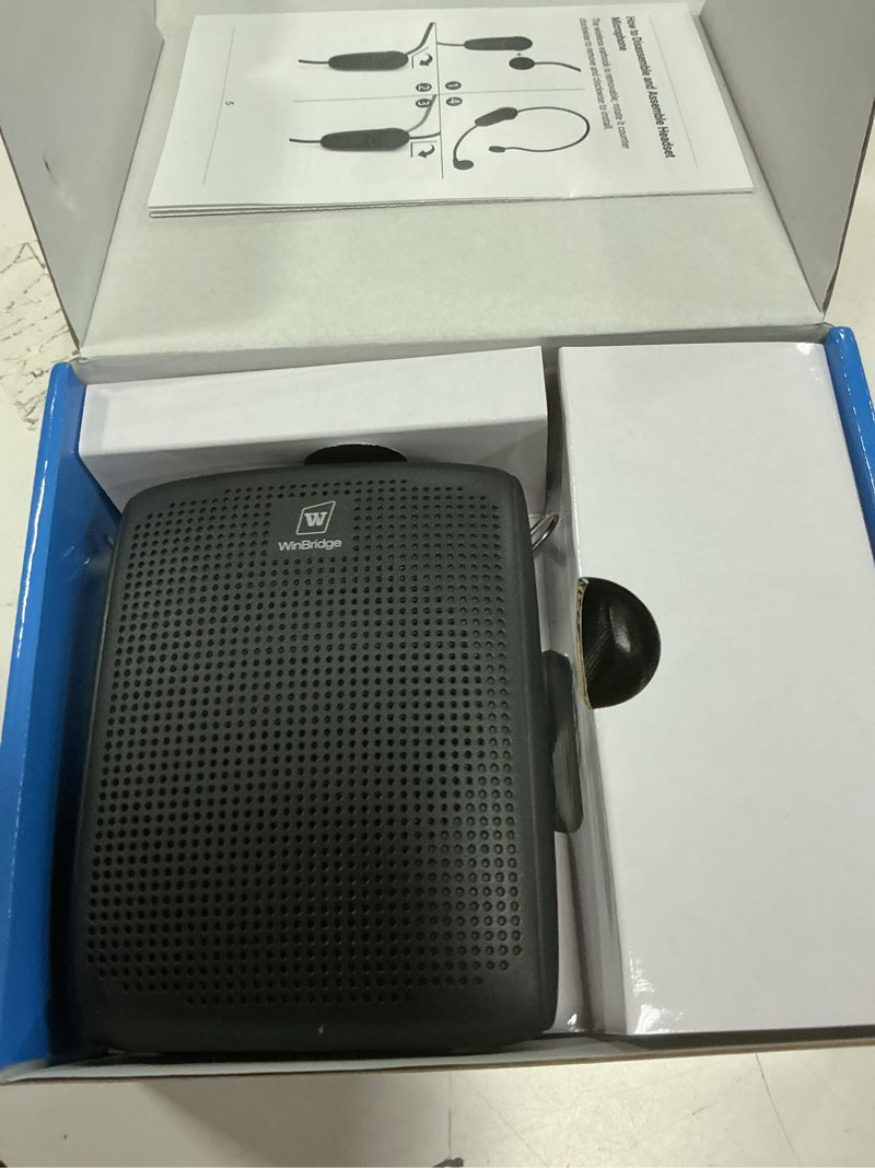 Condition photo showing Good Condition for winbridge voice amplifier with bluetooth, portable speaker and microphone set, wireless mic headset speaker for teachers, tour guide, public speaking, fitness instructors, features mute, 15w wb002 black
