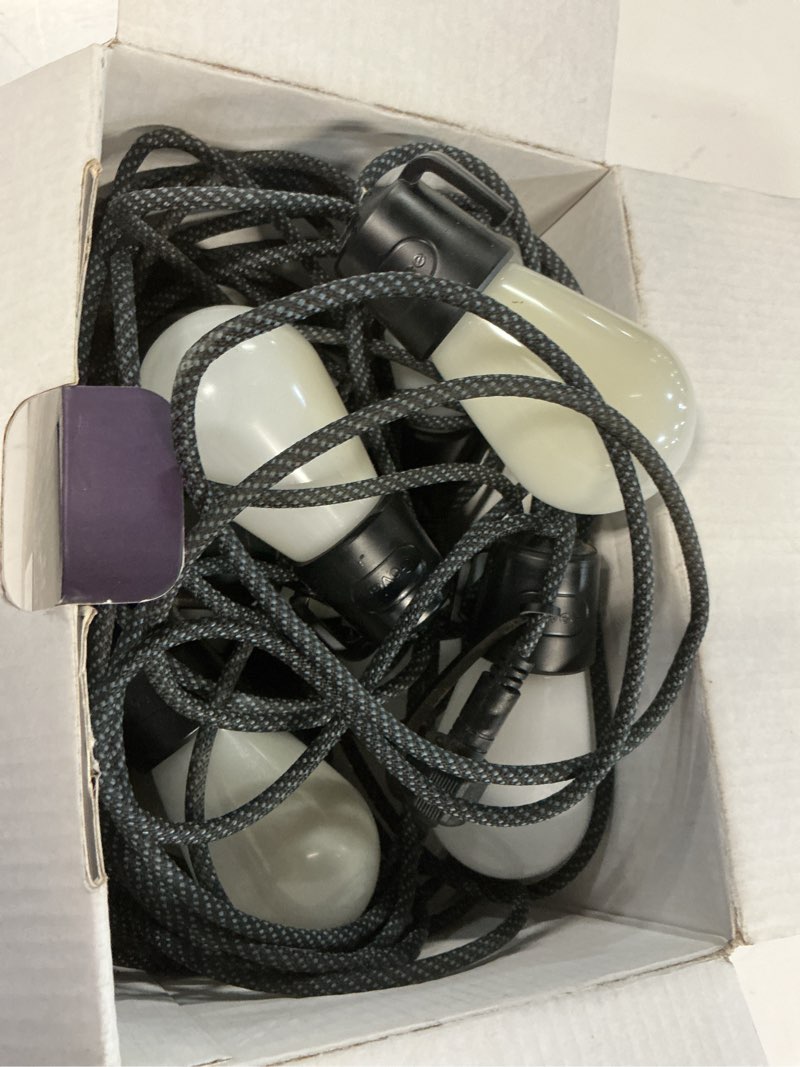 Condition photo showing As Is for 15-bulbs 48 ft. outdoor plug-in led input edison bulb string light