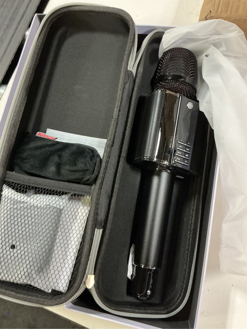 Condition photo showing As Is for bonaok karaoke microphone,2025 bluetooth wireless microphone uhf karaoke mic speaker,portable handheld karaoke machine for adults kids singing compatible with car/phones/pc g20,black