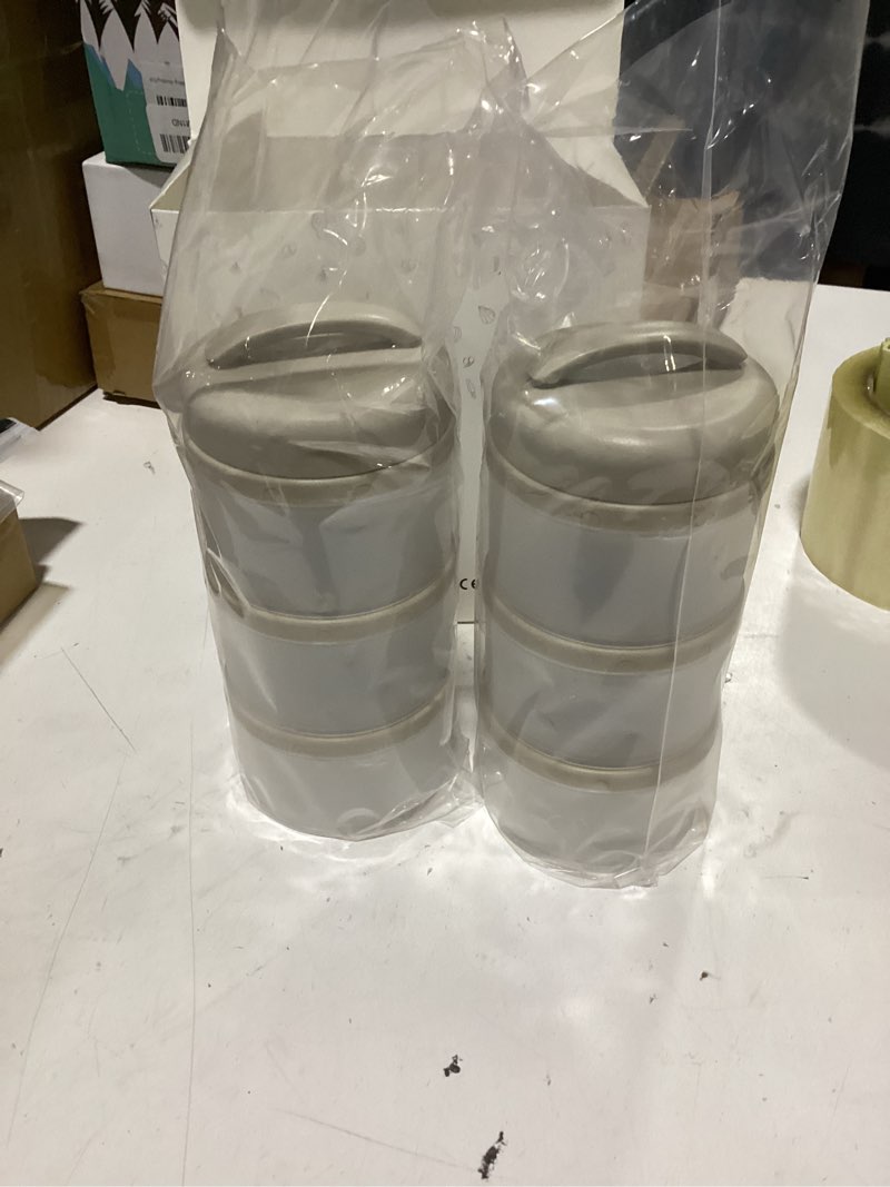 Condition photo showing New/Like New for termichy stackable formula dispenser portable milk powder container, 2 pack, warm grey