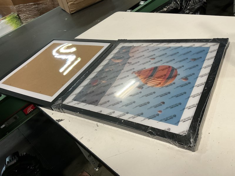 Condition photo showing As Is for wood 16x16 frame set of 2 with 14x14 mat, for 40 x 40cm diamond art painting, display picture 14 x 14 with mat or 16 x 16 without mat, large 40x40 picture frame for wall hanging, black, 2 pack black 16x16 inch / 40x40 cm