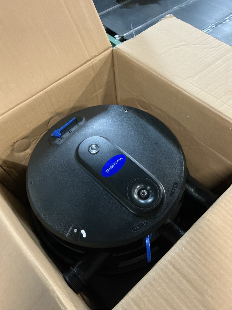 Condition photo showing As Is for vivohome 2640gph auto-cleaning pressurized bio pond filter with 18w light, timer, multi-size adapter