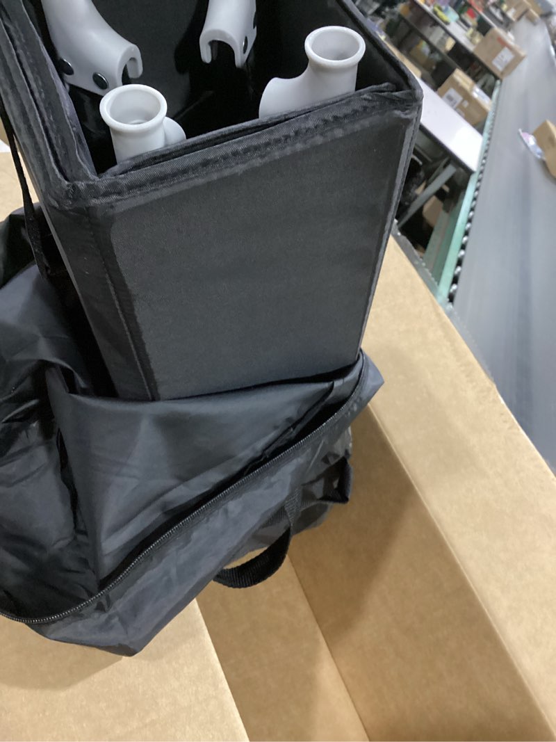 Condition photo showing As Is for dream on me nest portable playard in black with carrybag an shoulder strap, lightweight, packable and easy setup baby playard, breathable mesh sides and soft fabric - comes with a removable padded mat