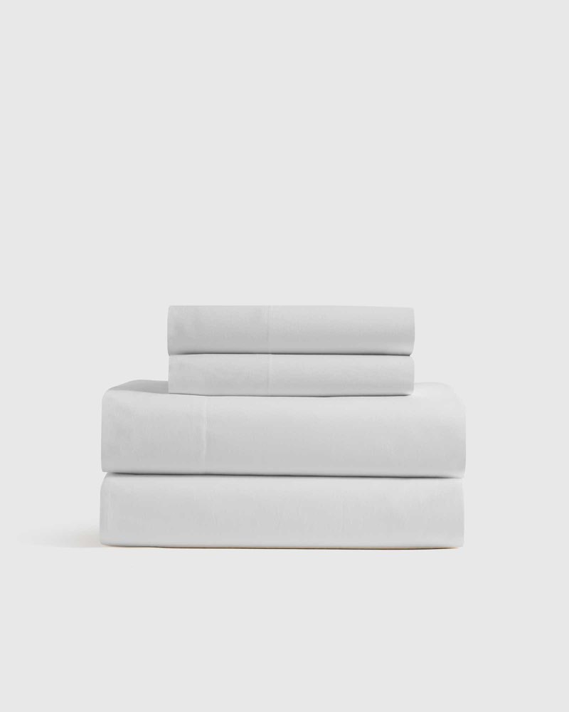 quince organic crisp percale sheet set king size white 