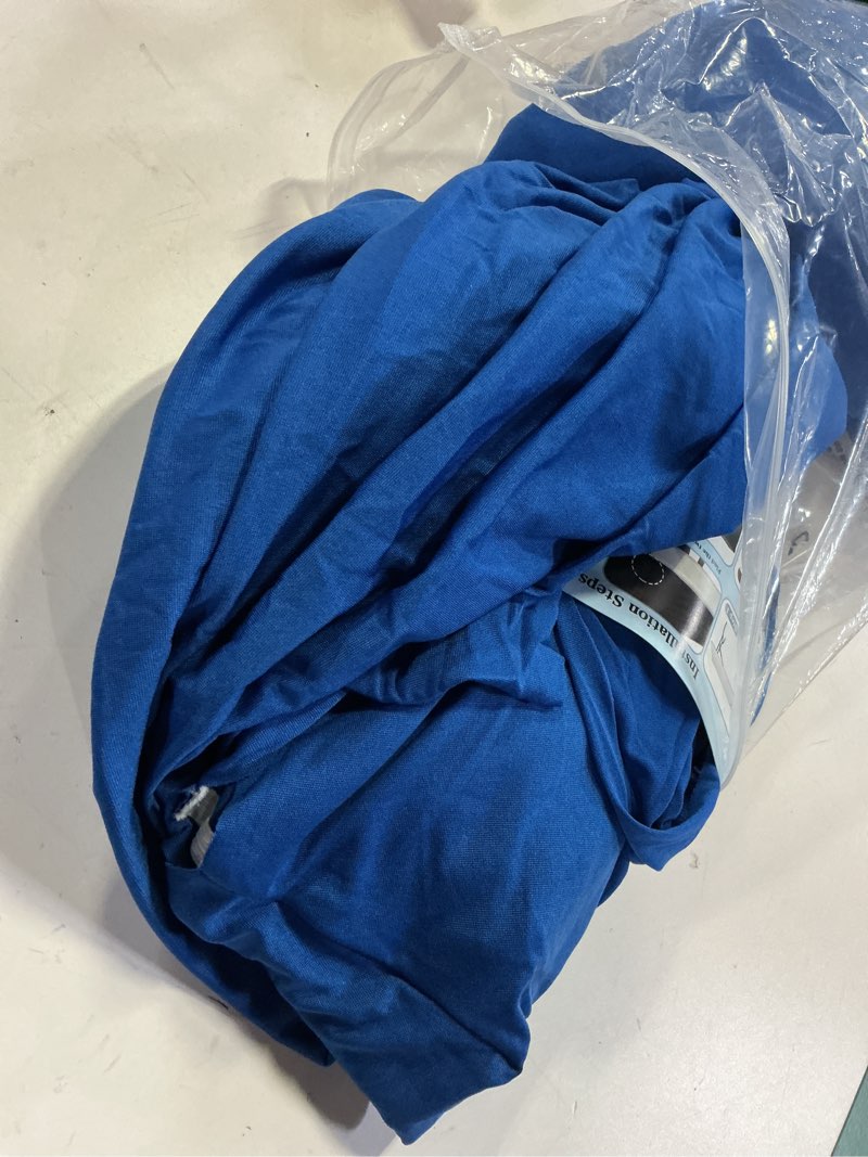 Condition photo showing Good Condition for haorui open back table skirts, 4pack rectangle wrinkle resistant table clothes, ruffles elastic table cover for banquets, weddings, parties (6ft royal blue)