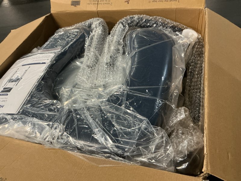 Condition photo showing Good Condition for Drop Arm Bedside Commode, Commode Toilet with Padded Seat and Backrest, 300lbs Capacity, 6.3QT Removable Bucket and Splash Guard, Adjustable Height Portable Toilet for Adults, Blue