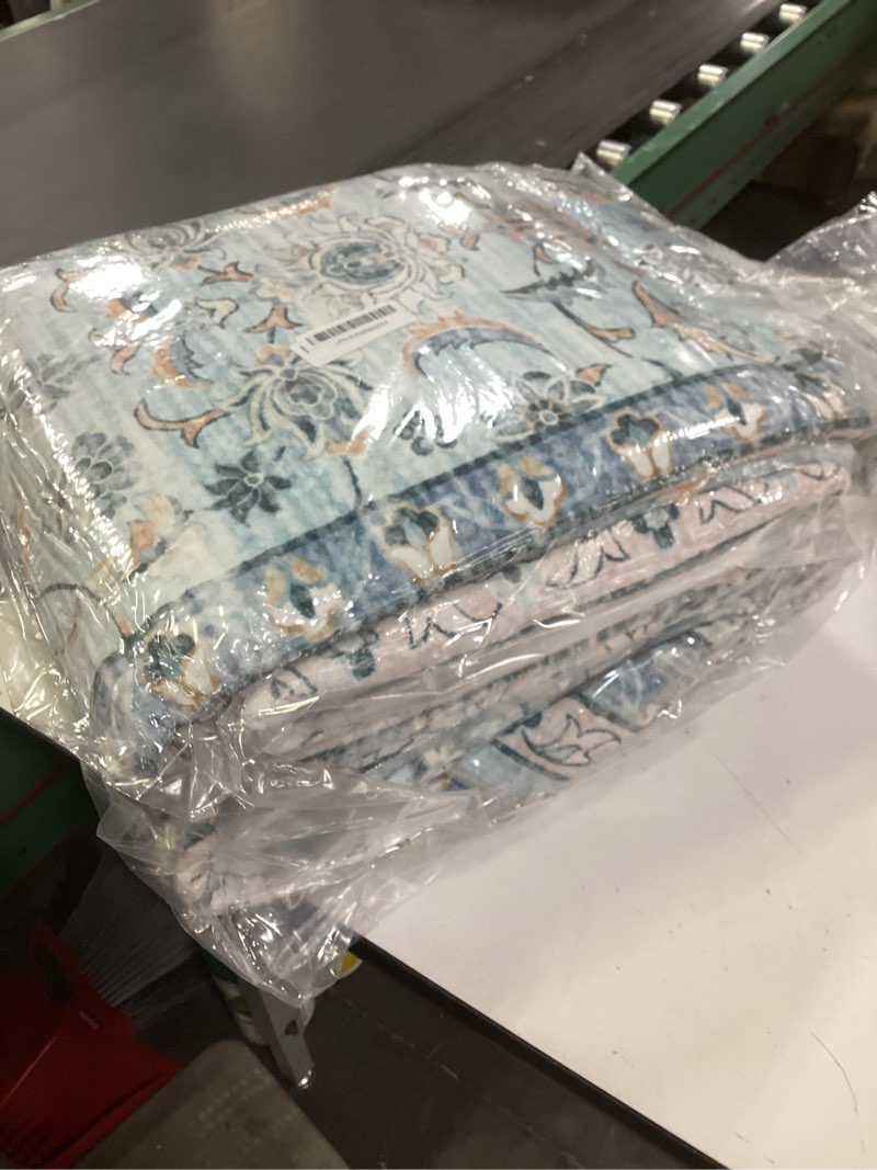 Condition photo showing New/Like New for DCX Machine Washable Blue Rugs for Living Room 9x12, Non Slip Stain Resistant Vintage Floral Rug for Bedroom Nursery, Soft Low Pile Large Carpet Beige & Blue 9' x 12'