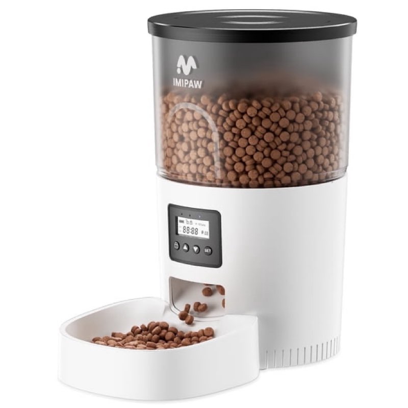 imipaw automatic cat feeders, 3l timed cat food dispenser with clog-free design, dog pet feeder