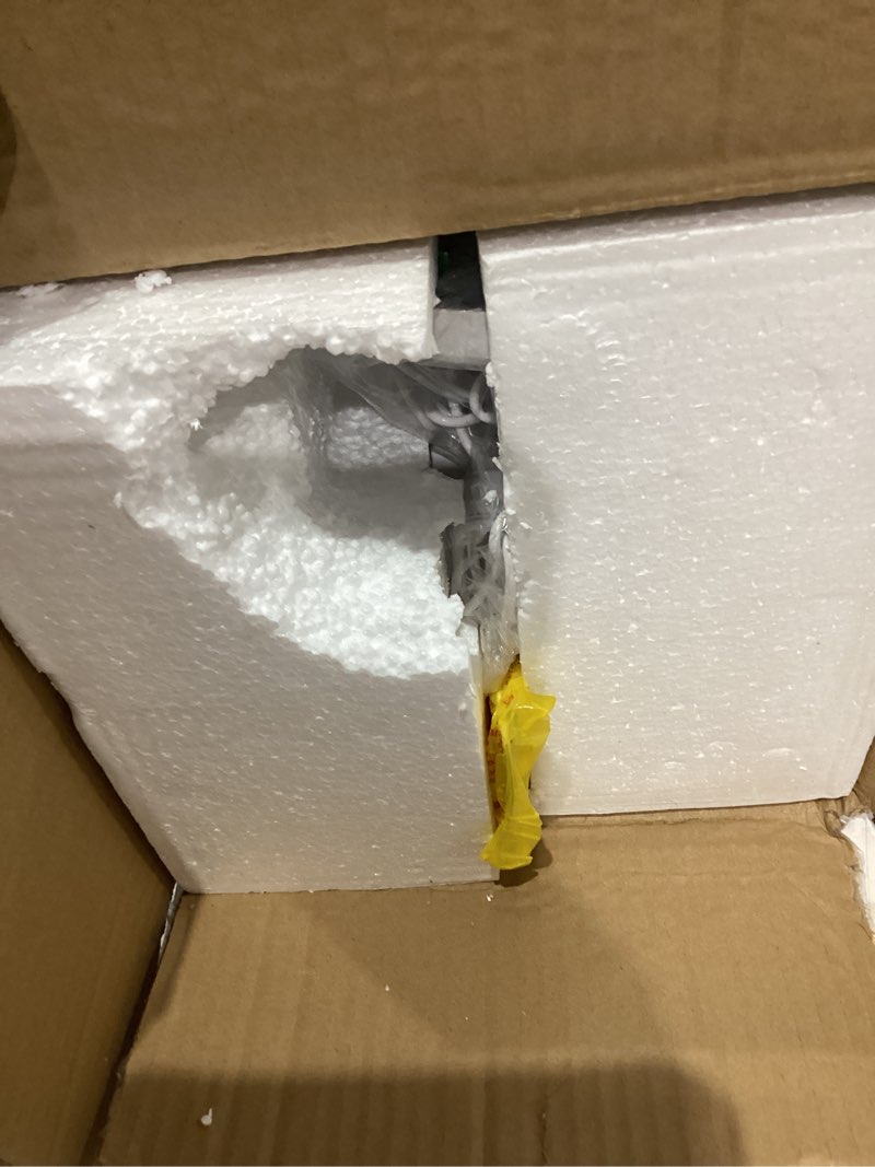 Condition photo showing As Is for Darkaway Large Outdoor Pendant Lights for Porch, 15inch Outdoor Chandelier Hanging Porch Lights Ceiling Mount Aluminum with Seeded Glass for Front Porch Gazebo Patio (Large, White) White Large Size