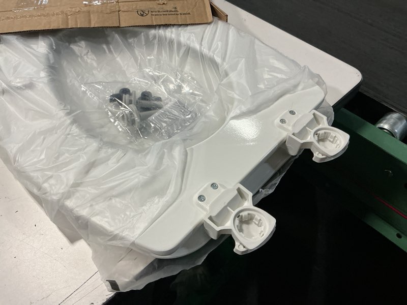 Condition photo showing Good Condition for church toilet seat, easy clean hinges release for deep cleans, durable enameled wood seat, elongated, white
