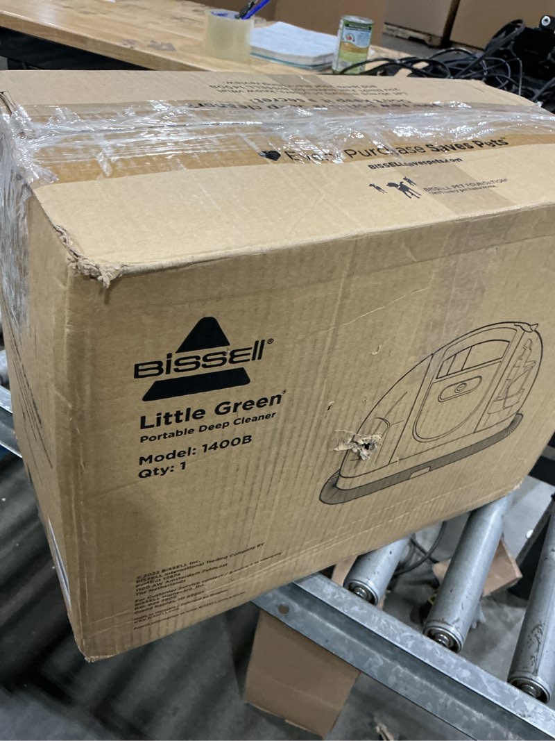 Condition photo showing New/Like New for bissell little green multi-purpose portable carpet and upholstery cleaner, car and auto detailer, with exclusive specialty tools, green, 1400b