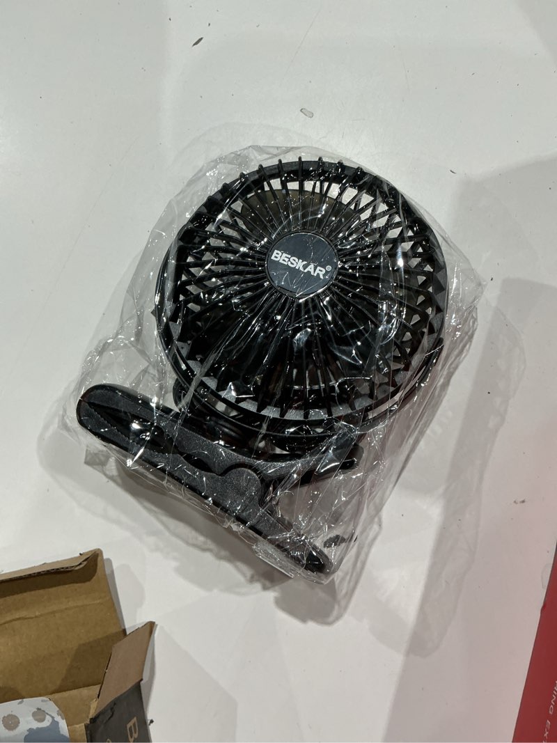 Condition photo showing Good Condition for beskar small clip on fan, 3 speeds usb fans with strong airflow, clip & desk fans usb plug in with sturdy clamp - ultra quiet operation for office dorm bedroom stroller dark black