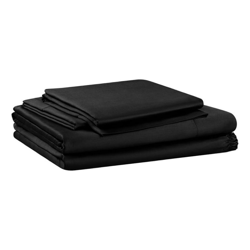 allswell 4-piece soft & silky serenity 100% tencel™ bed sheets set, rich black, full