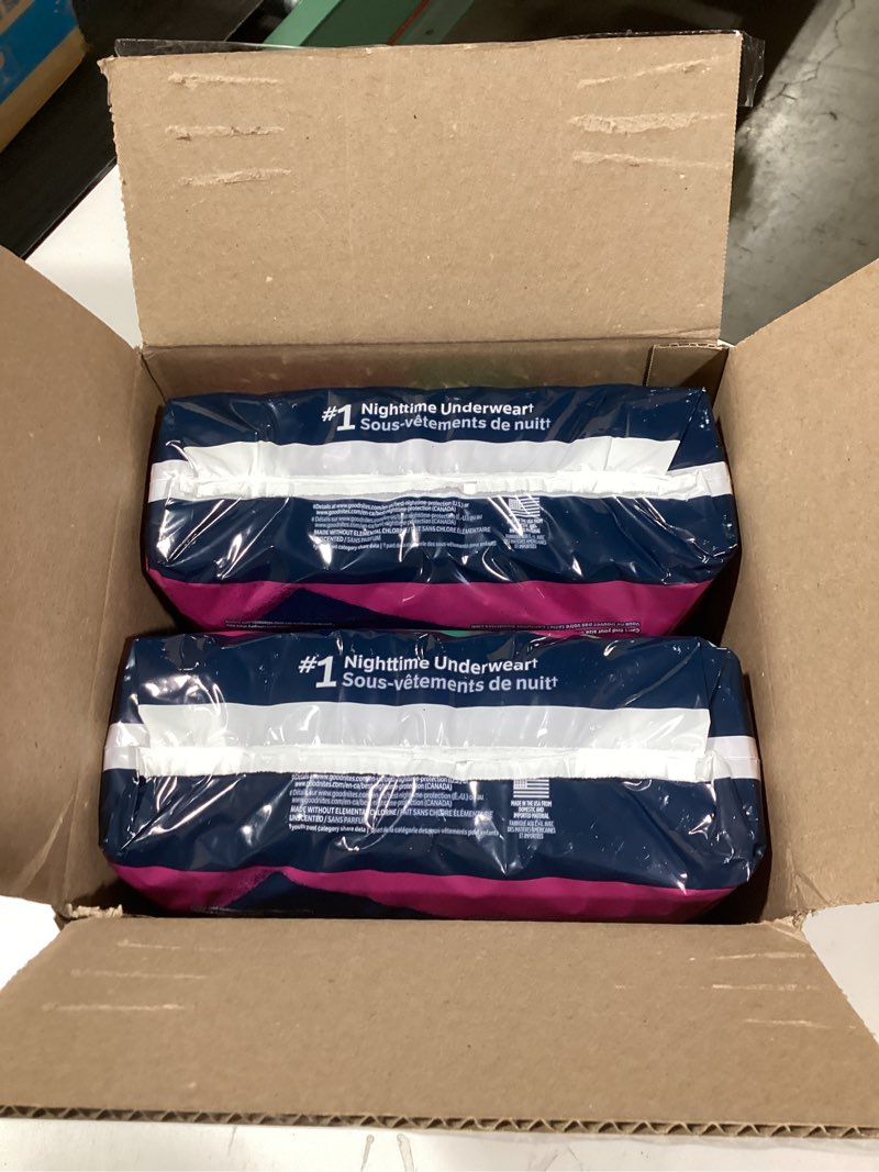 Condition photo showing New/Like New for Goodnites Girls' Nighttime Bedwetting Underwear, Size Extra Small (28-43 lbs), 44 Ct (2 Packs of 22), Packaging May Vary X-Small 44